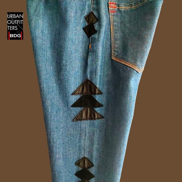 BDG by Urban Outfitters NEW Skater Tribal Faux Leather Patch Skinny Jean 24 - Picture 6 of 11